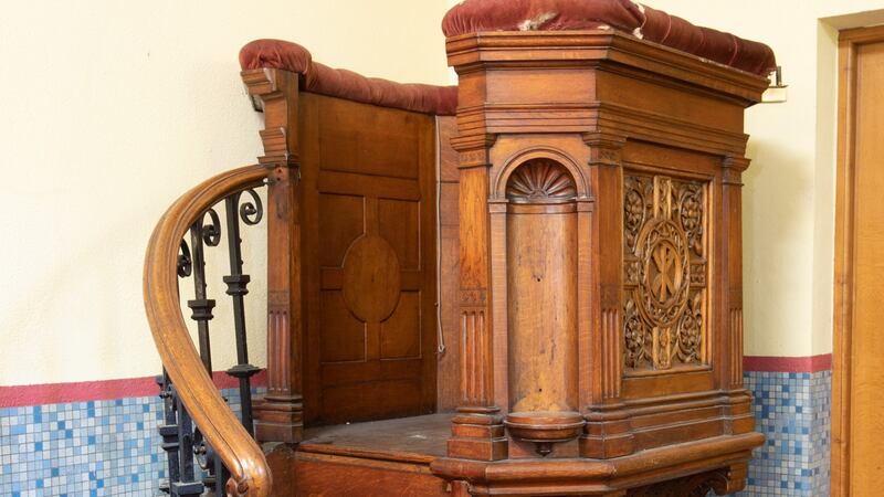 The 19th-century oak pulpit