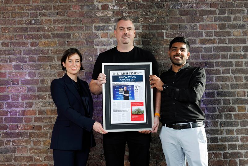 Sara-Jane Pisciotti of Sisk Group with Better Futures founder and CEO Anthony Mc Loughlin and Bimal John, AI Product Solutions Architect. Photograph: Conor McCabe