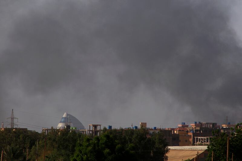 Smoke billows in the distance above Khartoum on May 22nd, 2023. Photograph: AFP via Getty Images