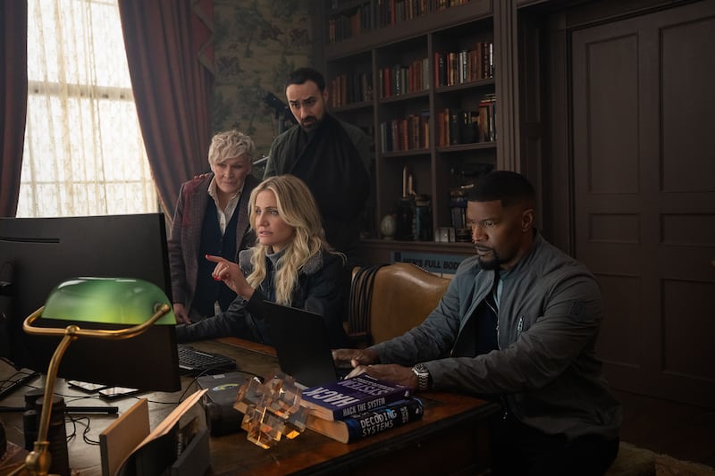 Back in Action: Glenn Close, Jamie Demetriou, Cameron Diaz and Jamie Foxx. Photograph: John Wilson/Netflix