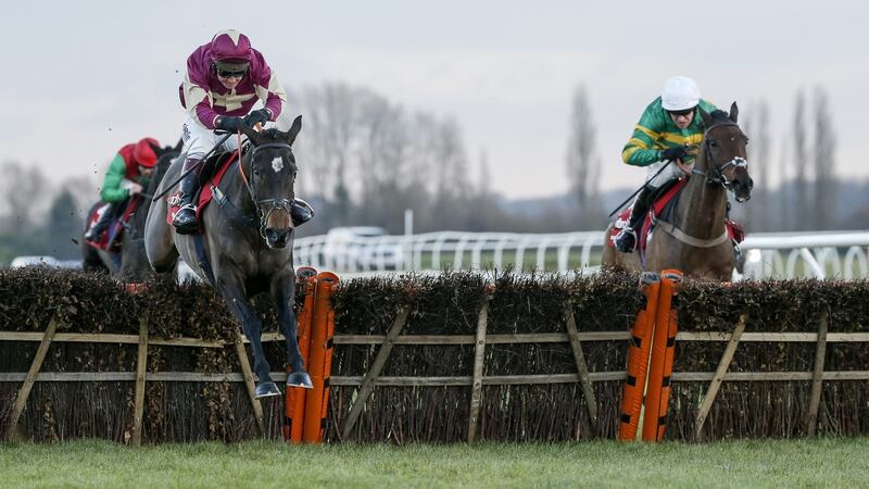 Beer Goggles (L) on the way to victory at Newbury last December. Photograph: alan Crowhurst/Getty