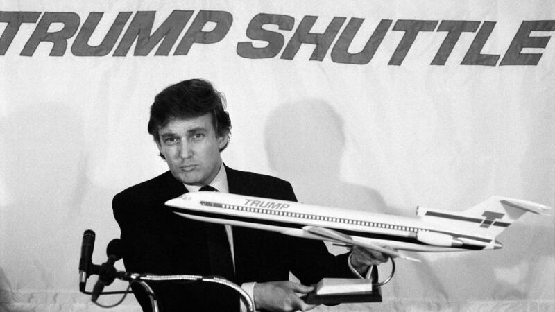 Donald Trump announcing his airline venture, the Trump Shuttle, in Manhattan, June 7th, 1989. File photograph: Don Hogan Charles/The New York Times