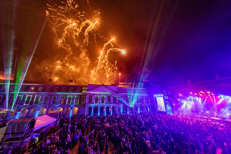 Fireworks ring in the New Year at NYF Dublin, Dublin Castle. Photograph: Allen Kiely