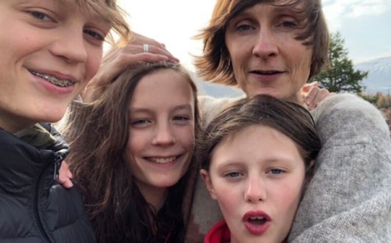 Claire McAree with her children Arthur, Milo and Tilda in Oslo