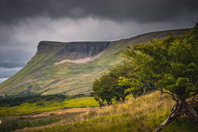 Benbulben's austere north face is a constant presence above the trail. Photograph: iStock