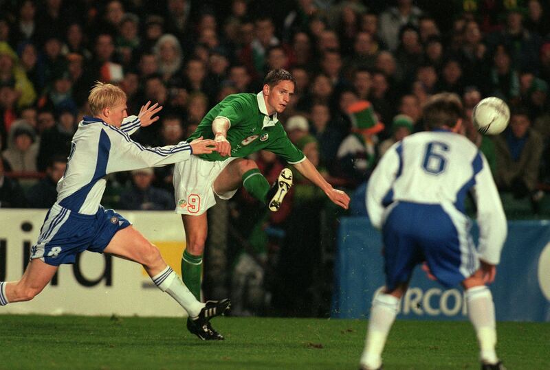 Dominic Foley in action for Ireland during an international friendly against Finland in 2000. Photograph: Lorraine O'Sullivan/Inpho