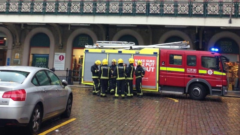 Charing Cross station in central London, which was evacuated as emergency services dealt with a fire on a train. Photograph: PA Wire