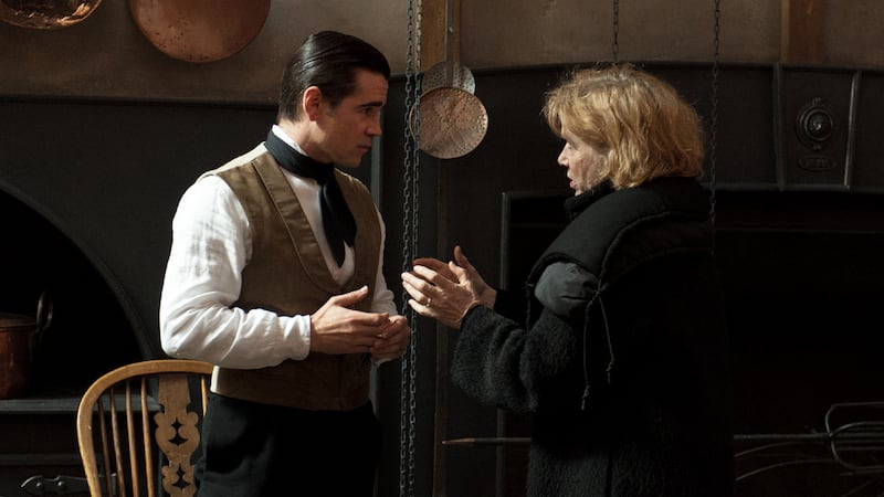 Colin Farrell with director Liv Ullmann during the filming of ‘Miss Julie’. Photograph: Helen Sloan/Wrekin Hill Entertainment