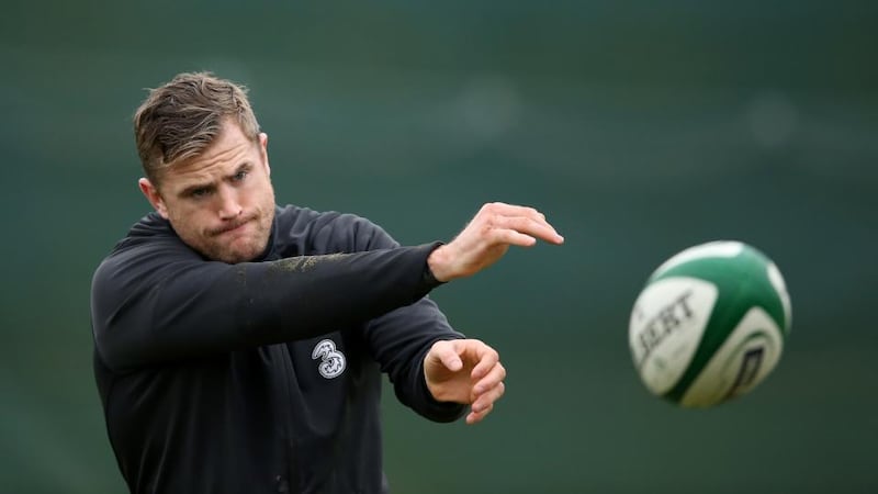 Jamie Heaslip during a training session at Carton House. Photograph: Billy Stickland/Inpho