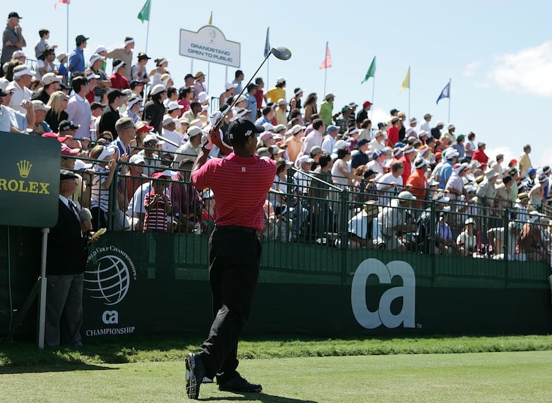 Tiger Woods in action during the final round of the 2007 World Golf Championship at the Doral Golf Resort in Florida. Photograph: Andy Lyons/Getty Images