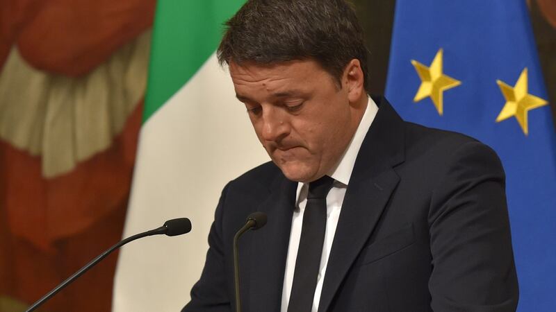 Italy’s prime minister Matteo Renzi announces his resignation during a press conference at the Palazzo Chigi after the results of the vote for a referendum on constitutional reforms, on December 4th, 2016, in Rome. Photograph: Andreas solaro/AFP/Getty Images