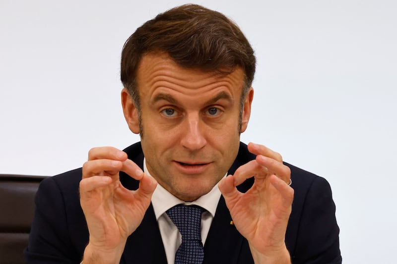 French president Emmanuel Macron shows no sign of stepping down. Photograph: Ludovic Marin/Getty