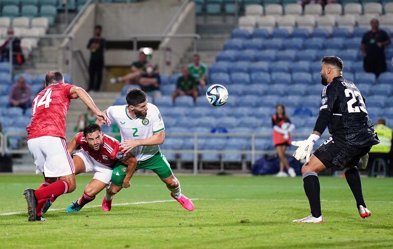 Matt Doherty adds Ireland's fourth goal. Photograph: Zac Goodwin/PA Wire.

