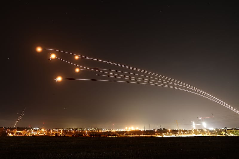 Israel's Iron Dome air defence system intercepts rockets launched from Gaza City on Saturday. Photograph: Menahem Kahana/AFP via Getty Images