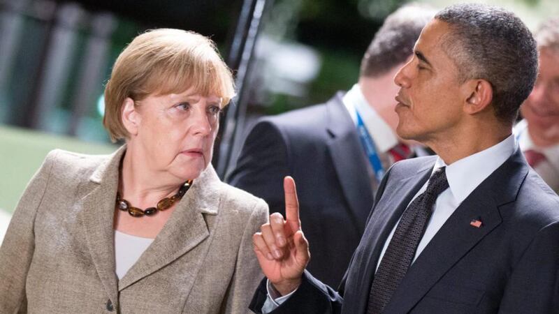 German chancellor Angela Merkel and US president Barack Obama have been strident in their criticism of Russia at the G20 summit in Brisbane, Australia. Photograph: EPA