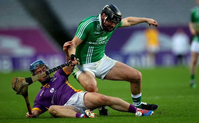 Kilmacud’s Oisin O’Rorke and John Doran of St Mullin's compete for possession. Photograph: Ryan Byrne/Inpho