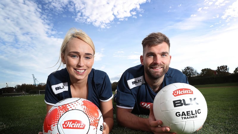 Aidan O’Shea and Stephanie Roche pictured at the launch of the ‘Heinz Sports Club’ initiative.