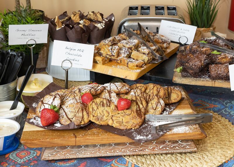 A variety of desserts prepared by Grant Bird for a Sam Hunt concert at Jones Beach on Long Island. Bird, who has cooked for Beyoncé and Justin Bieber, among others, prides himself on the number and variety of cookies he sets out. Photograph: Pat O'Malley/the New York Times