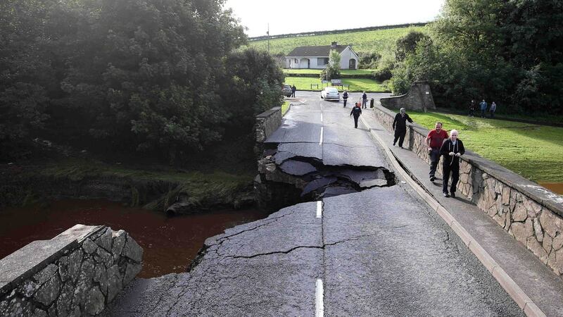 The scene in Claudy after overnight weather caused major disruption. Several people were forced to leave their homes after serious flooding in Derry and the north west on Tuesday night. Photograph: Matt Mackey / Press Eye.