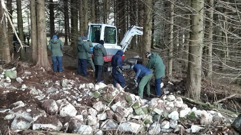 The Garda search operation in Co Louth where quantities of ammunition and a mortar tube were discovered. Photograph: An Garda Síochána handout/PA Wire