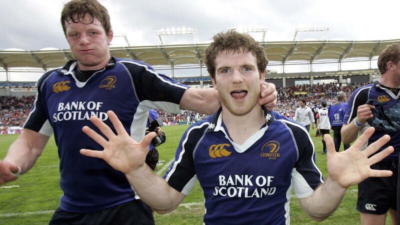 Malcolm O’Kelly and I after beating Toulouse in 2006. We needed to win a game that mattered that day. Photograph: Billy Stickland