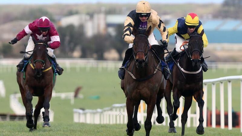 Briar Hill (Ruby Walsh) wins the Slaney Novice Hurdle at  Naas. (Photograph: Niall Carson/PA)