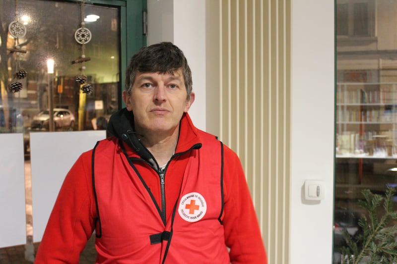 Thomas Brunhes, a volunteer with the Saint-Josse branch of the Red Cross in Brussels. Photograph: Jack Power