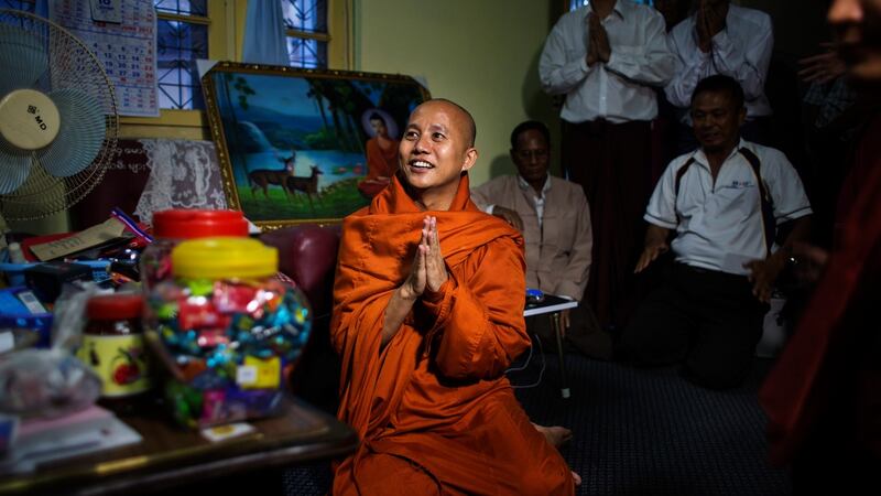 Ashin Wirathu, a Buddhist monk and leader of a hardline anti-Muslim movement. Photograph: Adam Dean/The New York Times