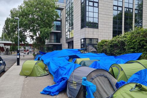 ‘This is not a good view for people’: homeless asylum seekers soaked during weekend rain