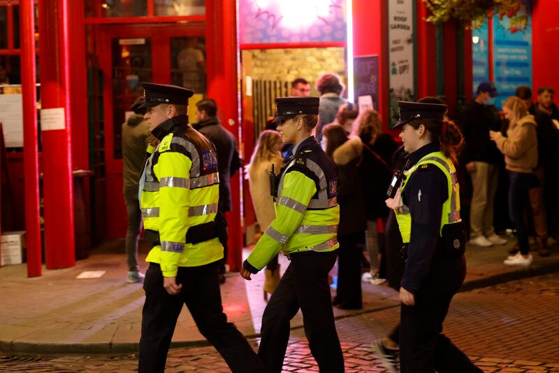 Gardaí on patrol in Temple Bar. Photograph: Alan Betson