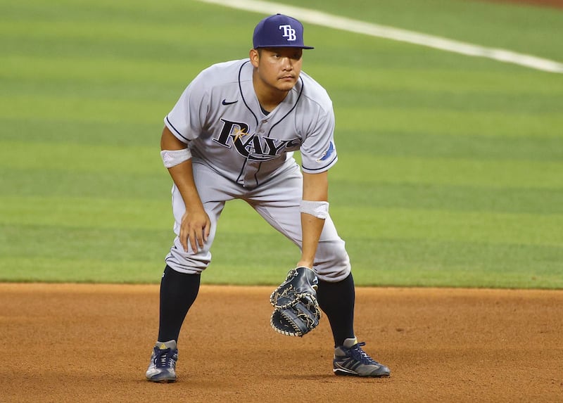 Yoshitomo Tsutsugo of the Tampa Bay Rays: 'Even at a young age, the focus is on winning rather than education for kids’ futures'. Photograph: Mark Brown/Getty Images