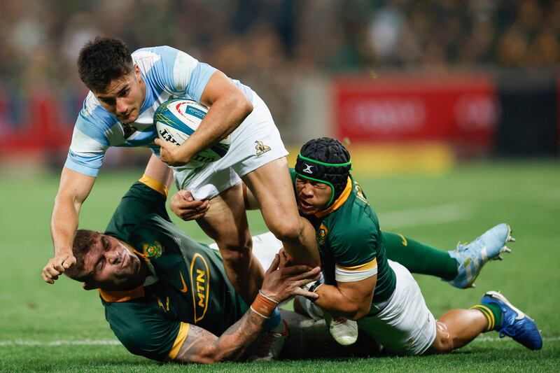 A proven star at Benetton, outhalf Tomás Albornoz is now pulling the strings at Test level for Argentina. Photograph: Phill Magakoe/AFP via Getty Images