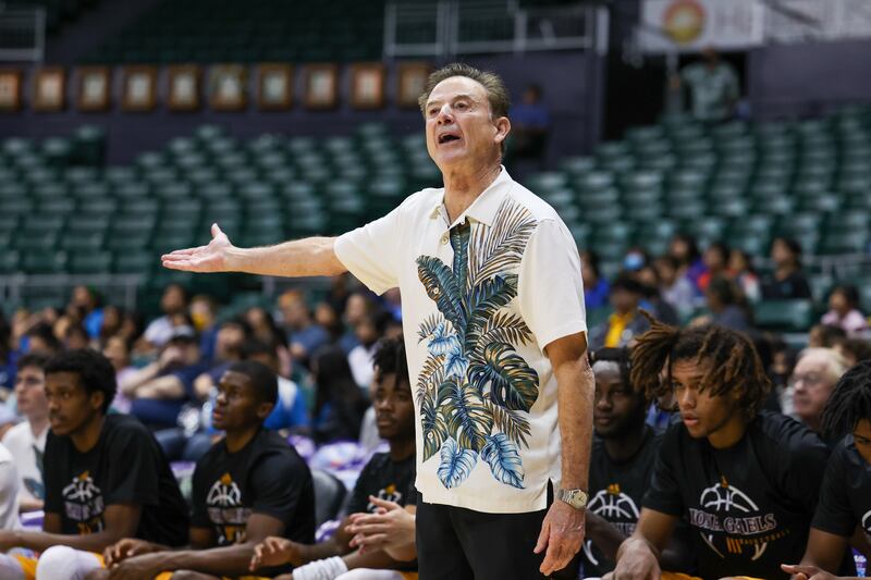 Rick Pitino, head coach of the Iona Gaels. The American basketball coach describes them as a ‘PhD players’. Not doctors of philosophy but Poor, Hungry and Driven.  Photograph: Darryl Oumi/Getty Images