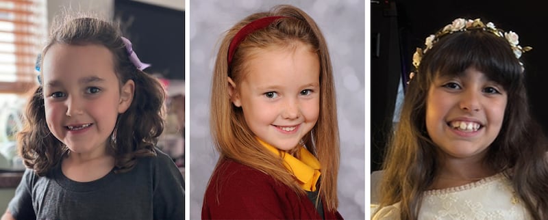 (Left to right) Bebe King, Elsie Dot Stancombe and Alice da Silva Aguiar, the three young girls killed by Axel Rudakubana in a stabbing attack in Southport last July. Photograph: Merseyside Police/PA Wire 

