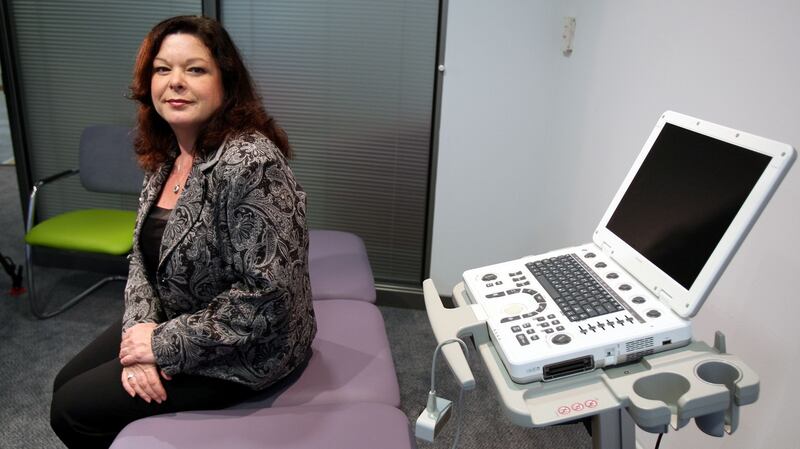 Former politician Dawn Purvis, in a consultation room  at the Marie Stopes clinic in Belfast,  helped set up the  clinic and was its director from 2012 to 2015. Photograph:  Paul Faith/PA Wire