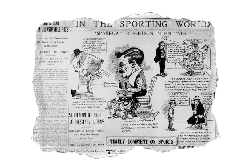 A cartoon about Sparrow Robertson that appeared in the Brooklyn Daily Eagle on January 22nd, 1911