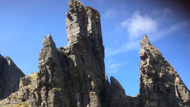 It is commonly called Eagle’s Rock, though on OSI sheet 16 it is marked as Croontypruglish, while 1km away, under Tievebaun (at 611m Leitrim’s second-highest mountain), is a cliff face that is officially named Eagle’s Rock