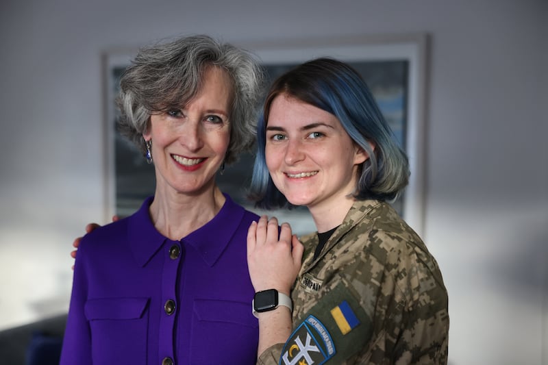 Lara Marlowe and Lieut Yulia Mykytenko. Photograph: Dara Mac Dónaill







