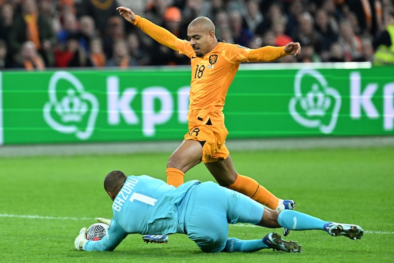 Thanks to Gavin Bazunu, Saturday's scoreboard did not reflect the balance of play between the Netherland and Ireland. Photograph: John Thys/AFP via Getty Images