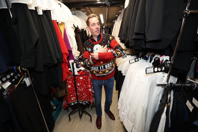 Ryan Tubridy in the costume department: 'Putting on the Christmas jumper is like putting the armour on to get into battle.' Photograph: Nick Bradshaw