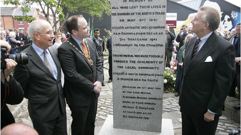 May 31st, 2011: A plaque commemorating the 70th anniversary of the North Strand bombing is unveiled on the grounds of Marino College, Dublin 1. File photograph: Dara Mac Dónaill