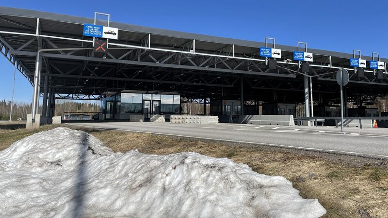 A deserted  crossing point at Nuijamaa on the Finnish-Russian border. Before the pandemic, up to 12,000 private cars and 800 lorries passed here daily. Photograph: Derek Scally