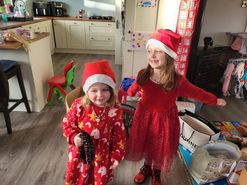 Ellen (3) and Ada (5) modelling their new Christmas dresses