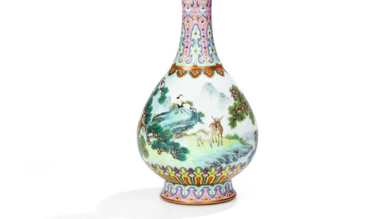 Famille rose vase, sold for €16.2m at Sotheby’s