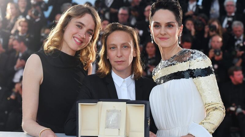 From left, Adèle Haenel, Céline Sciamma and Noémie Merlant at Cannes 2019