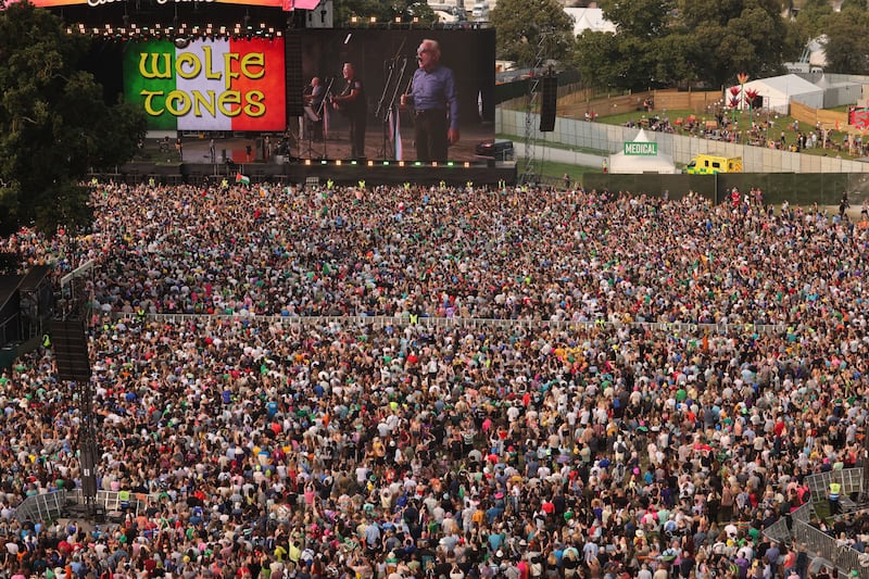 The Wolfe Tones Play the Main stage  on the 3rd and final  full day of the Electric Picnic 2024 at Stradbally, Co Laois.
Photograph: Alan Betson/The Irish Times

