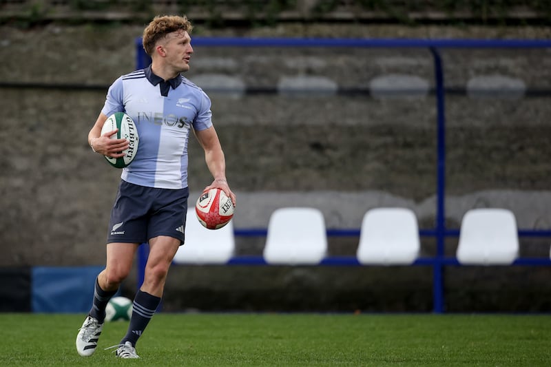 New Zealand outhalf Damian McKenzie during a training session at Wanderers RFC in Dublin on Wednesday. Photograph: Ben Brady/Inpho