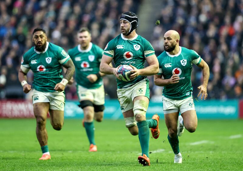 Ireland's Caelan Doris at Six Nations Championship game against Scotland. Photograph: Dan Sheridan/Inpho