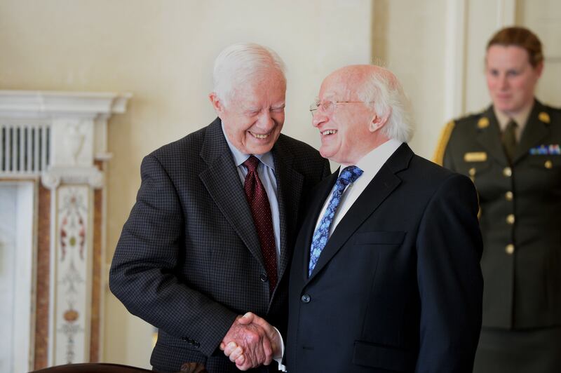 President Michael D Higgins meeting members of the Elders including Jimmy Carter, former president of the US, at Áras an Uachtaráin in 2013. Photograph: Alan Betson / The Irish Times 