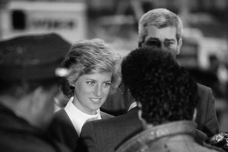 The Princess of Wales arriving for a visit to Harlem Hospital's pediatric Aids unit in New York, February 1989. Photograph: Lightbox